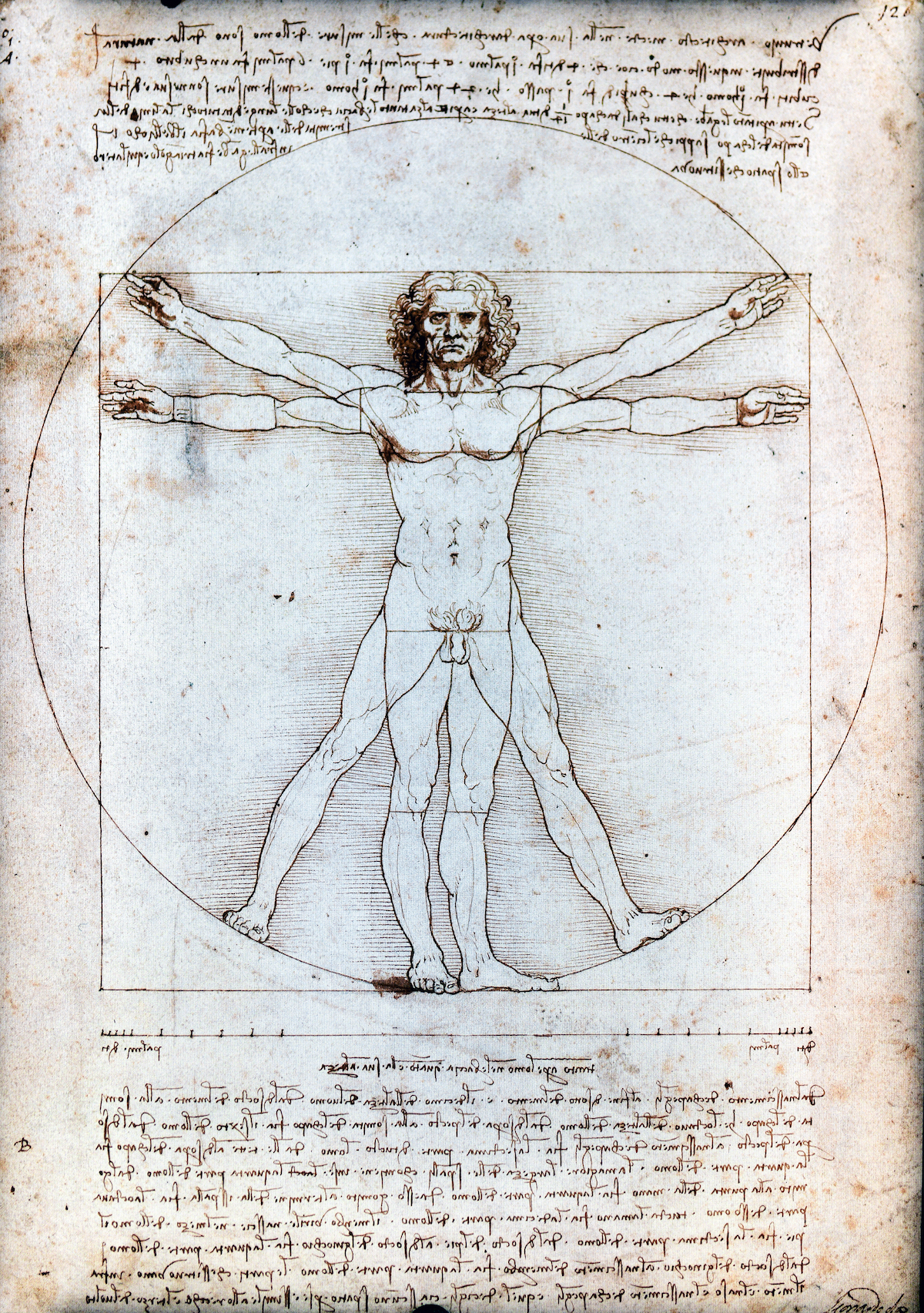 Léonard de Vinci, L’homme de Vitruve, ±1490, Gallerie dell’Accademia de Venise